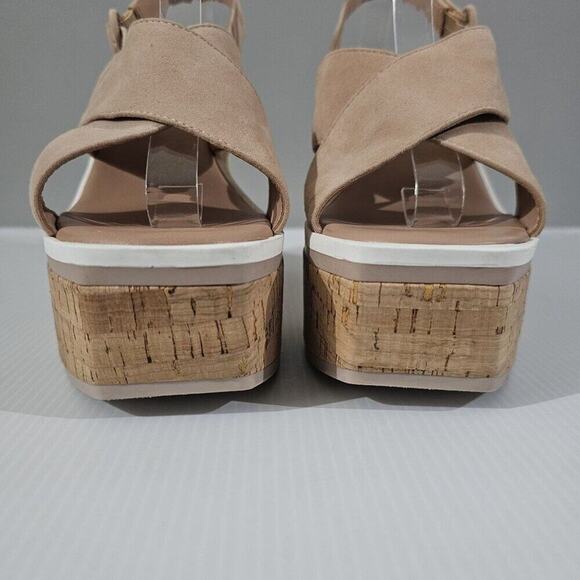NEW Vince Camuto Celosia Platform Womens 8.5 Beige Suede Slingback Sandal Heel - Picture 6 of 13